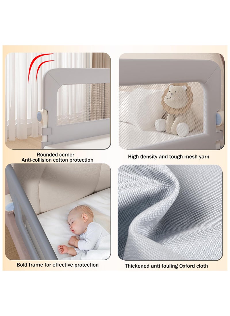 XiuWoo Adjustable Foldable Baby Safety Bed Rail Guard with Quick Release Button Swing Down Adjustable Height Easy to Install Fit Full-Size Single Bed Double Bed King Queen Mattress,Grey  - Image 5