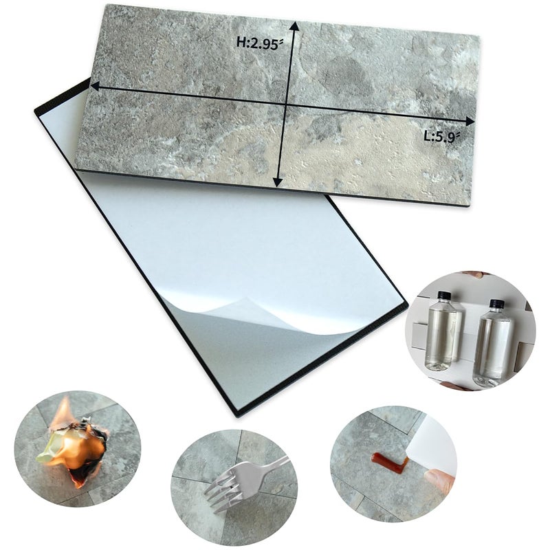 AULIGET 100-Piece Faux Stone Peel and Stick Backsplash Wall Tiles, 3" x 6" Grey & Brown Slate PVC Stick on Tile for Backsplash Kitchen, Bathroom, Laundry Room, Camper, Fireplace - Image 5