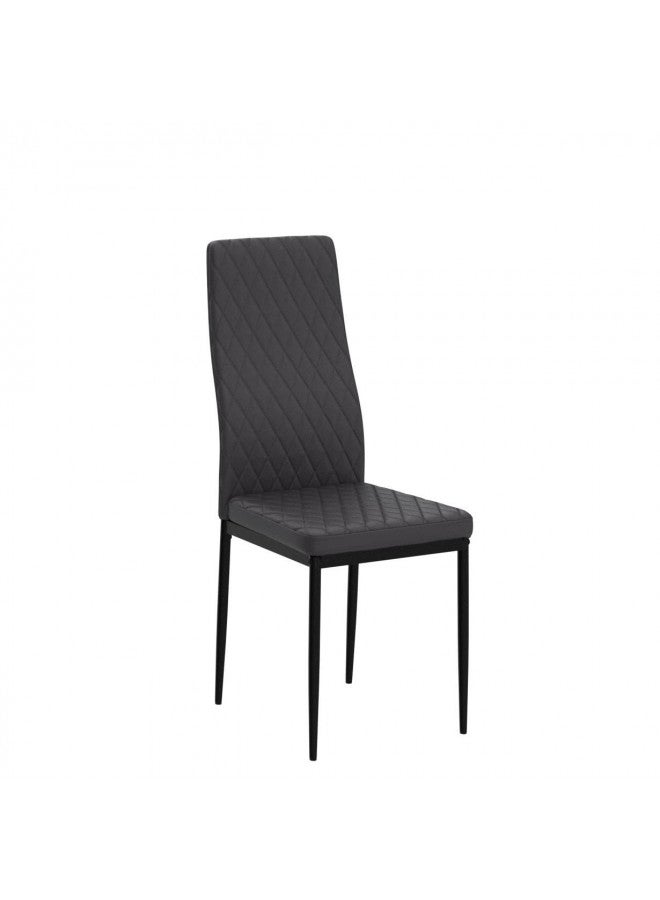 JT JT Modern Minimalist Dining Chair Fireproof Leather Sprayed Metal Pipe Diamond Grid Pattern Restaurant Home Conference Chair Set of 4 Or 6 (4, Black)  - Image 4