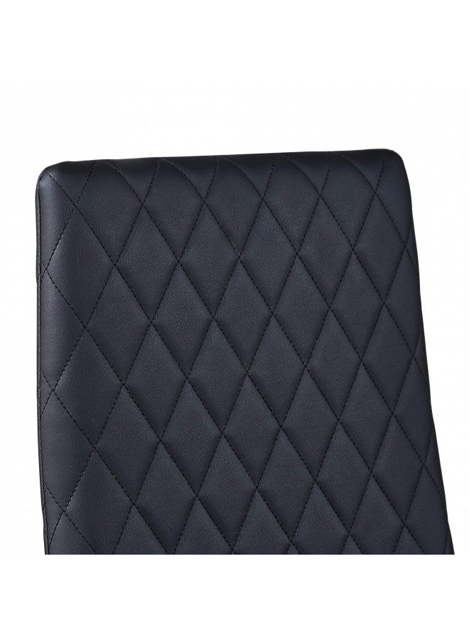 JT JT Modern Minimalist Dining Chair Fireproof Leather Sprayed Metal Pipe Diamond Grid Pattern Restaurant Home Conference Chair Set of 4 Or 6 (4, Black)  - Image 3