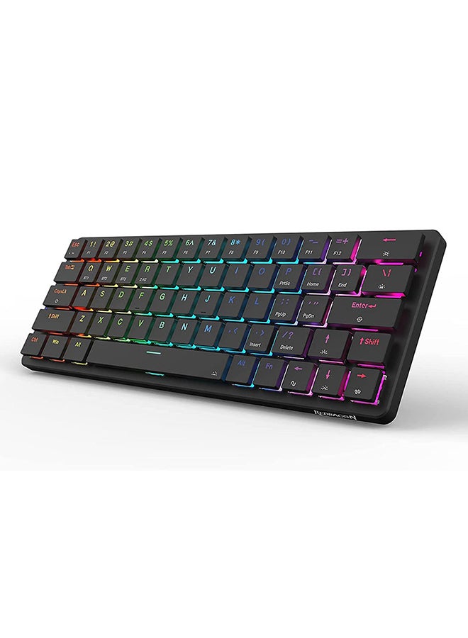 Redragon K624P Elise Pro Rgb 60% Wireless 2.4Ghz / Bluetooth 5.0 / Wired Type C Gaming Mechanical Keyboard – Low Profile Blue Switches (Black) - Image 1