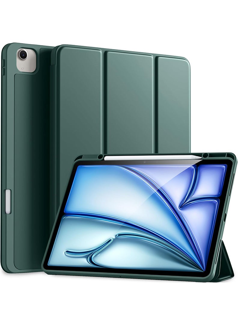 Theodor New iPad Air 13 Inch Case M2 2024 with Pencil Holder, Smart iPad Case [Support Pencil Pro and Pencil(USB-C)], Support Touch ID and Auto Wake/Sleep Midnight Green - Image 1