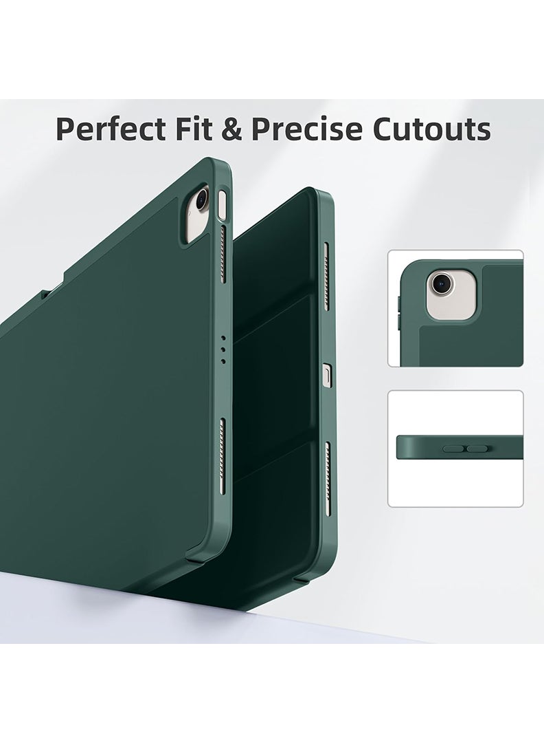 Theodor New iPad Air 13 Inch Case M2 2024 with Pencil Holder, Smart iPad Case [Support Pencil Pro and Pencil(USB-C)], Support Touch ID and Auto Wake/Sleep Midnight Green - Image 3
