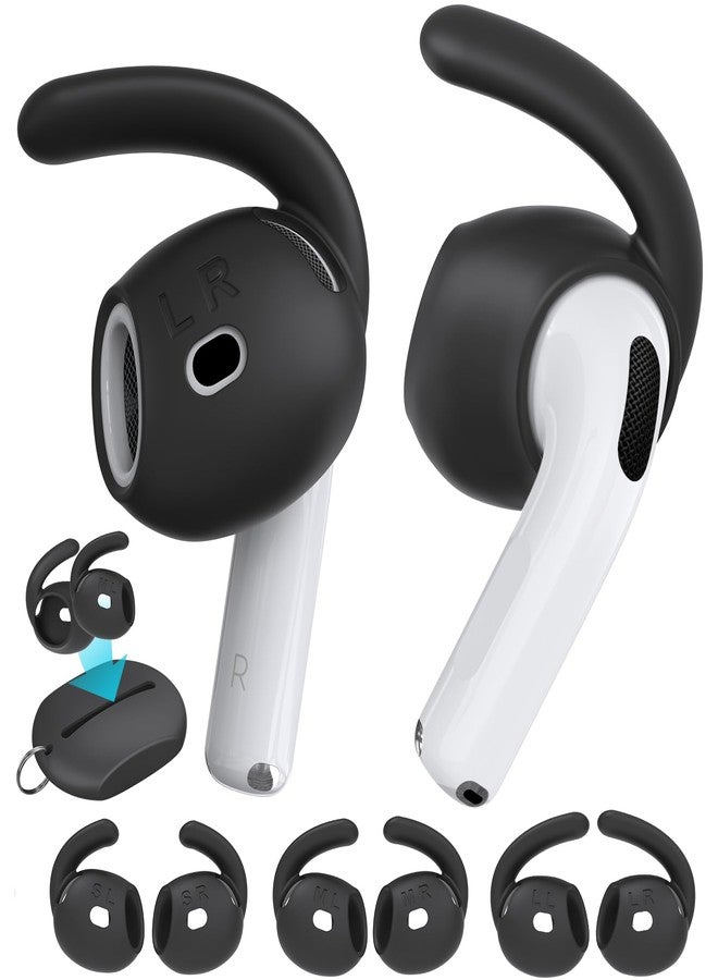 أهاستايل أطراف أذن AhaStyle لسماعات AirPods من الجيل الرابع (2024) 【حقيبة تخزين إضافية】3 أزواج من أغطية الأذن المصنوعة من السيليكون بأحجام صغيرة/متوسطة/كبيرة، أطراف بديلة مانعة للانزلاق، متوافقة مع سماعات Apple AirPods من الجيل الرابع (كبير + متوسط + صغير، أسود) - Image 1