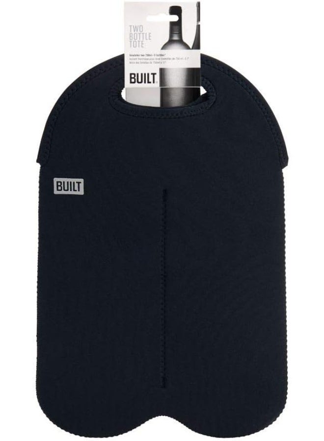 Built BUILT 2B-BLK 2-Bottle Stain Resistant Neoprene Wine/Water Bottle Carry Tote, Black  - Image 3