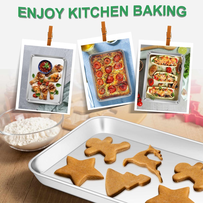 Joyfair 10.4 Inch Toaster Oven Baking Pan  Joyfair Commercial Stainless Steel Small Cookie Tray  For Meat Poultry Vegetable Pizza  Rolled Rim & Mirror Finish  Oven & Dishwasher Safe  Heavy Duty & Durable - Image 5
