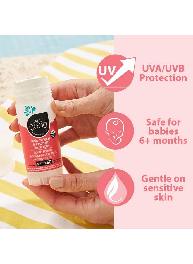 All Good Makes Everything Better واقي شمس للأطفال والرضع من أول جود - عصا واقي شمس طيف واسع SPF 50 للوجه والأنف والأذنين، صديق للشعاب المرجانية، مقاوم للماء، أكسيد الزنك، زيت جوز الهند، شمع العسل، فيتامين E (2.75 أونصة)  - Image 3