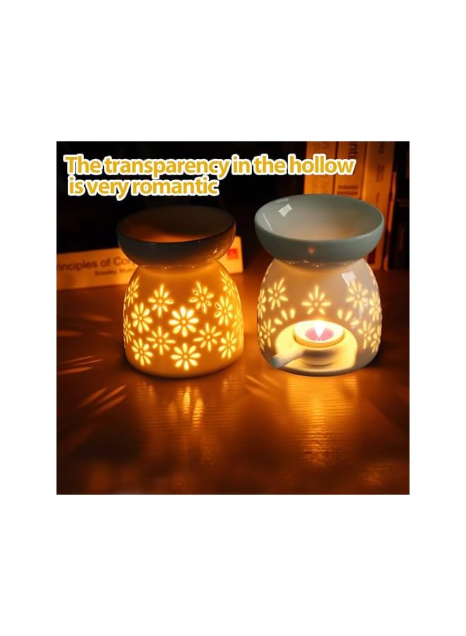 The Bros Set of 3 Ceramic Tealight Candleholder, Essential Oil Burner Wax Melt Burners, Ceramic Tealight Holder, Aroma Oil Burner, White Aroma Burner, Candle Tealight Holder for Aroma Oil and Wax Melts - Image 5