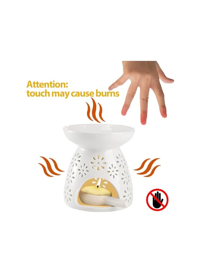 The Bros Set of 3 Ceramic Tealight Candleholder, Essential Oil Burner Wax Melt Burners, Ceramic Tealight Holder, Aroma Oil Burner, White Aroma Burner, Candle Tealight Holder for Aroma Oil and Wax Melts - Image 4