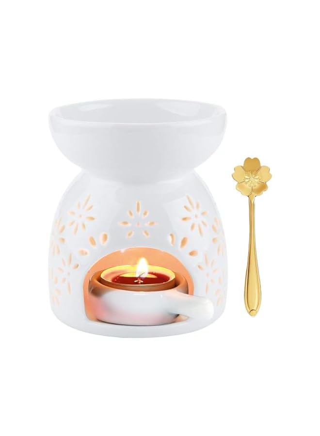 The Bros Set of 3 Ceramic Tealight Candleholder, Essential Oil Burner Wax Melt Burners, Ceramic Tealight Holder, Aroma Oil Burner, White Aroma Burner, Candle Tealight Holder for Aroma Oil and Wax Melts - Image 2