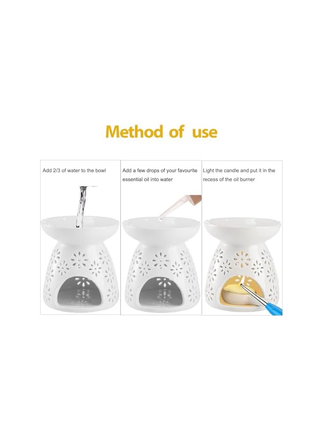 The Bros Set of 3 Ceramic Tealight Candleholder, Essential Oil Burner Wax Melt Burners, Ceramic Tealight Holder, Aroma Oil Burner, White Aroma Burner, Candle Tealight Holder for Aroma Oil and Wax Melts - Image 3
