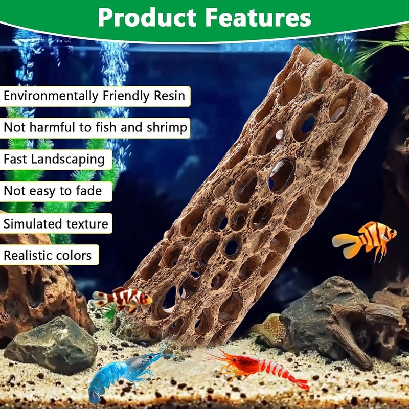 TERRIFI 6" Resin Cholla Wood Aquarium Décor - Realistic Shrimp Hideout & Climbing Toy for Fish Tank, Durable Natural Look Aquatic Terrarium Ornament, Small Shrimp Shelter, 2pcs - Image 3