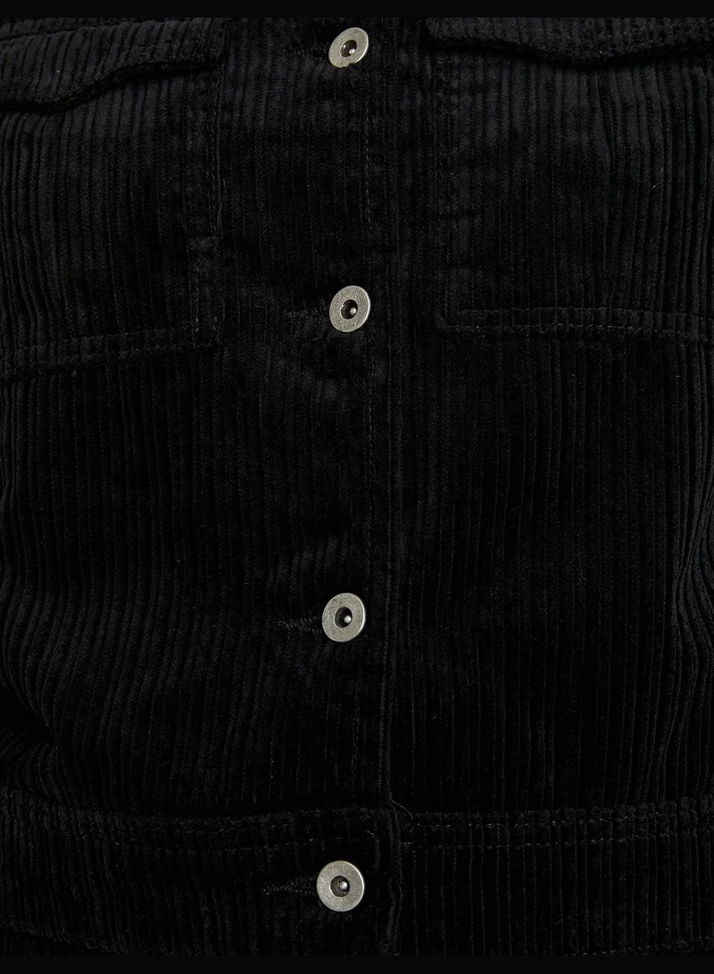 كوتون Faux Fur Detailed Velvet Coat