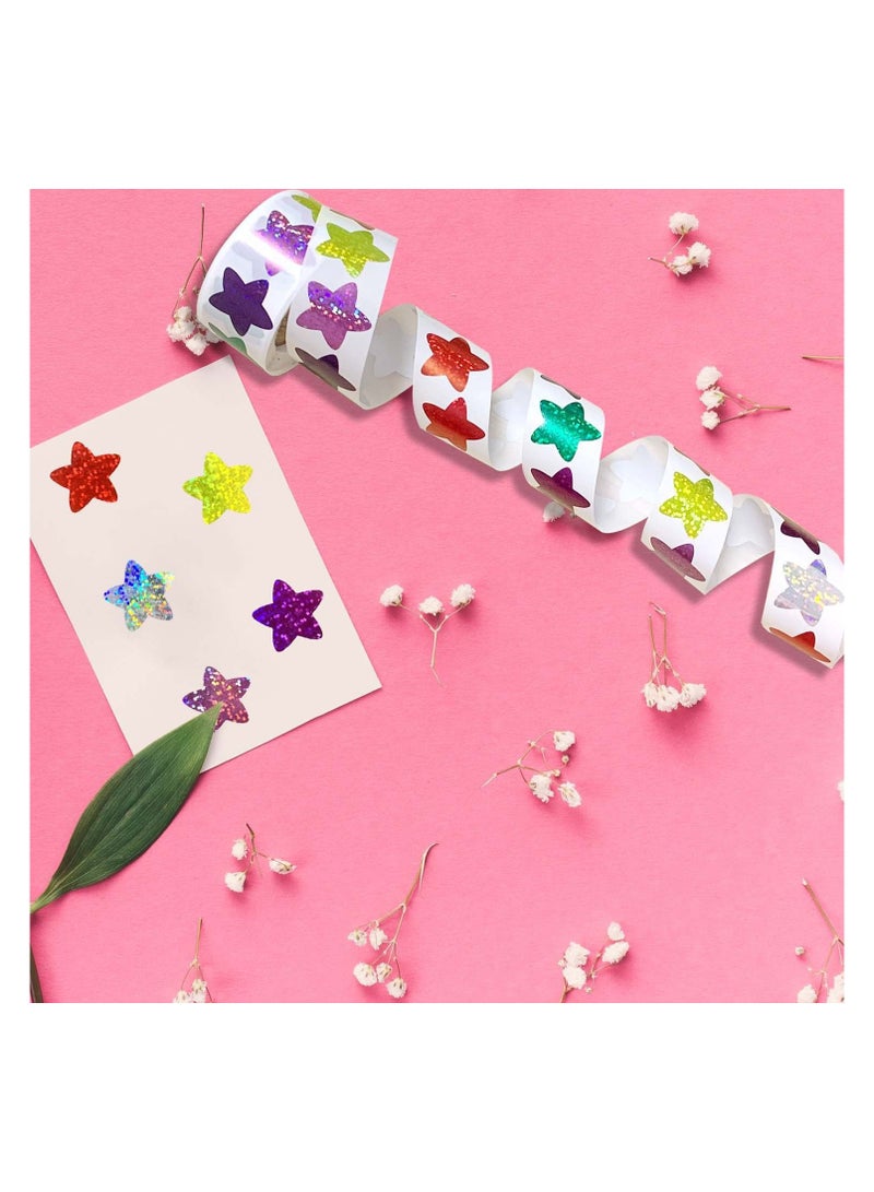 SYOSI 1500Pcs Glitter Star Stickers Heart Stickers Round Stickers, Foil Shiny Stickers for Kids Reward Decoration or Gifts, 1 inch Colorful Stickers for DIY Crafts, Party, Classroom Teacher Supplies - Image 4