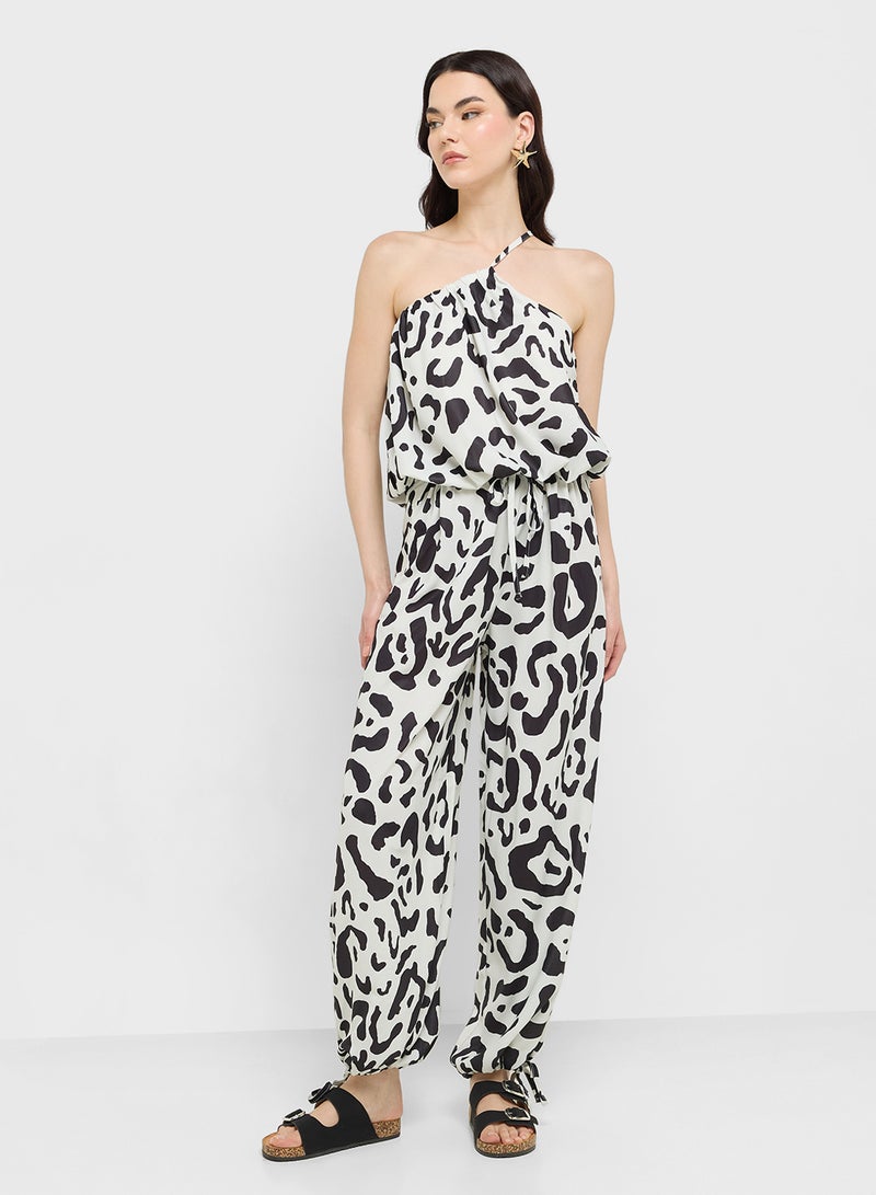 Ginger One Shoulder Animal Print Top & Relaxed Fit Pant Coord Set - Image 5