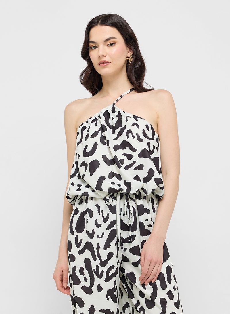 Ginger One Shoulder Animal Print Top & Relaxed Fit Pant Coord Set - Image 3