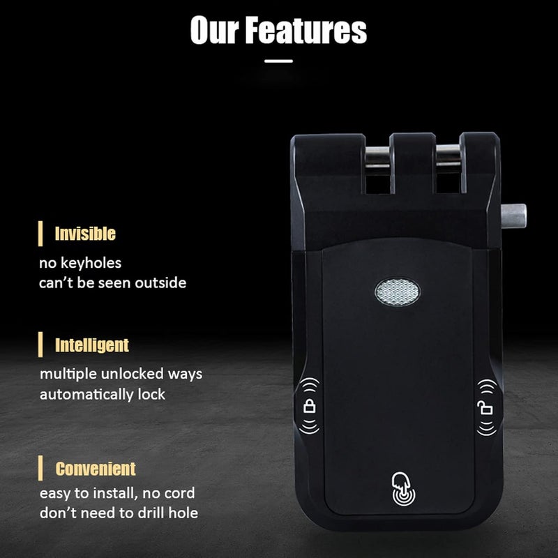 كلاراكو قفل باب الدخول بدون مفتاح، قفل إلكتروني غير مرئي بدون مفتاح، أقفال ذكية آمنة مقاومة للماء، قفل داخلي يعمل باللمس بدون مفتاح للتحكم عن بعد، للمنزل والشقق والمكتب - Image 5