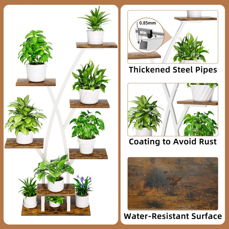 EVAWOO Plant Stand Indoor with Grow Lights - 7 Tiered Plant Shelf Indoor, Corner Plant Stands for Indoor Plants Multiple, 42" Metal Plant Shelves, Plant Flower Holder Display Rack for Home Patio Balcony White - Image 5
