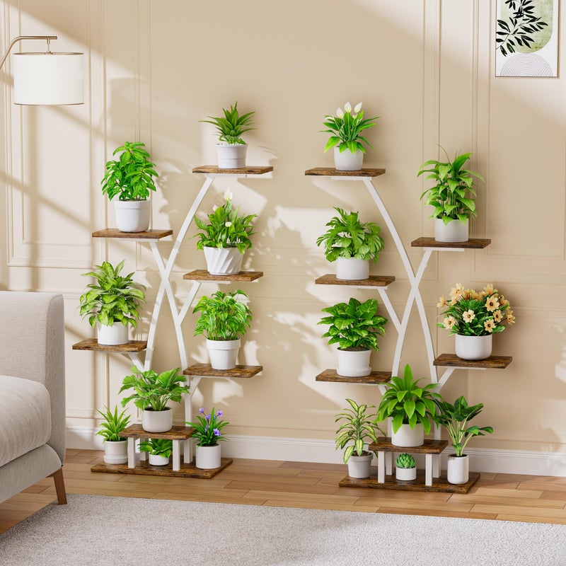 EVAWOO Plant Stand Indoor with Grow Lights - 7 Tiered Plant Shelf Indoor, Corner Plant Stands for Indoor Plants Multiple, 42" Metal Plant Shelves, Plant Flower Holder Display Rack for Home Patio Balcony White - Image 4