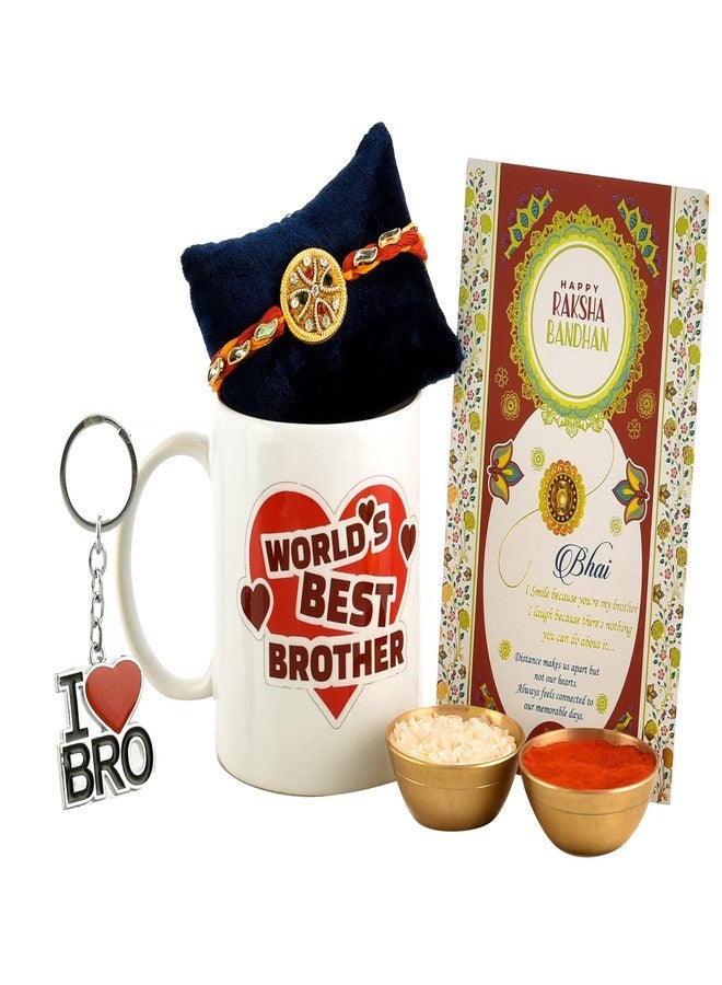 Pride Store متجر برايد: راخي للأخ - عبوة من راخي واحد مع كوب مطبوع عليه "أفضل أخ في العالم" سعة 330 مل | بطاقة معايدة راخي للرجال والأولاد والأطفال - هدية راكشا باندهان - أفضل هدية راخي للأخ - Image 3
