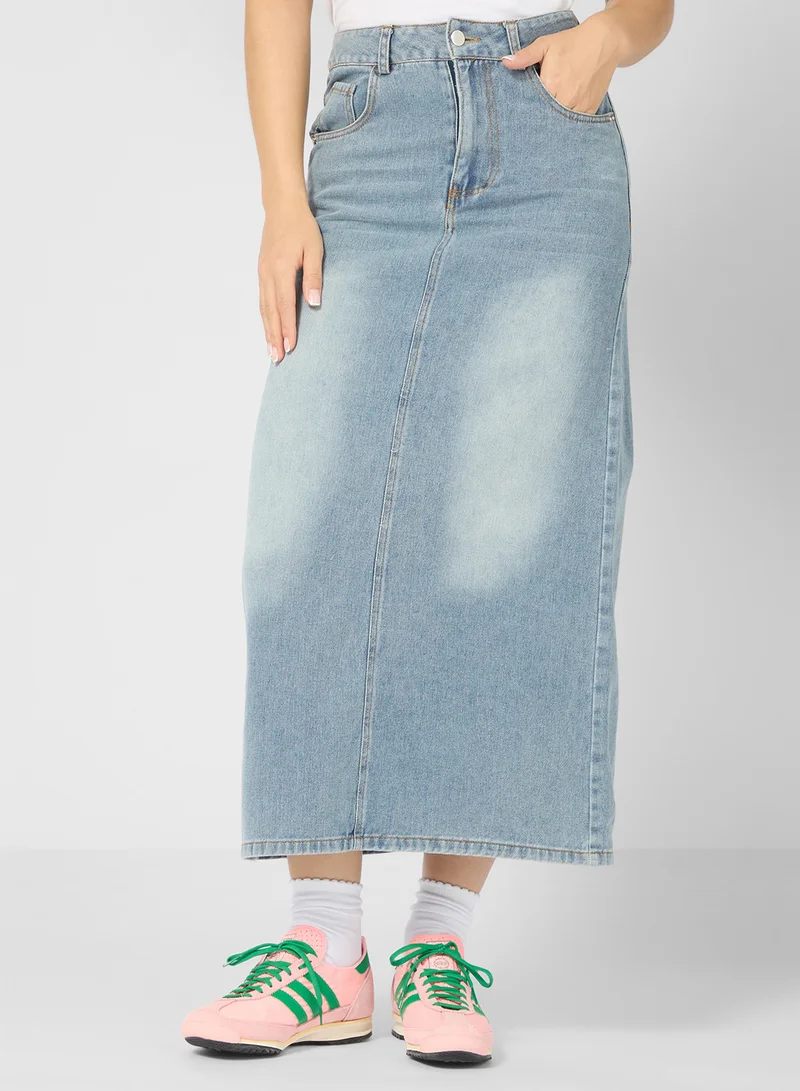 جينجر Denim Midi Skirt