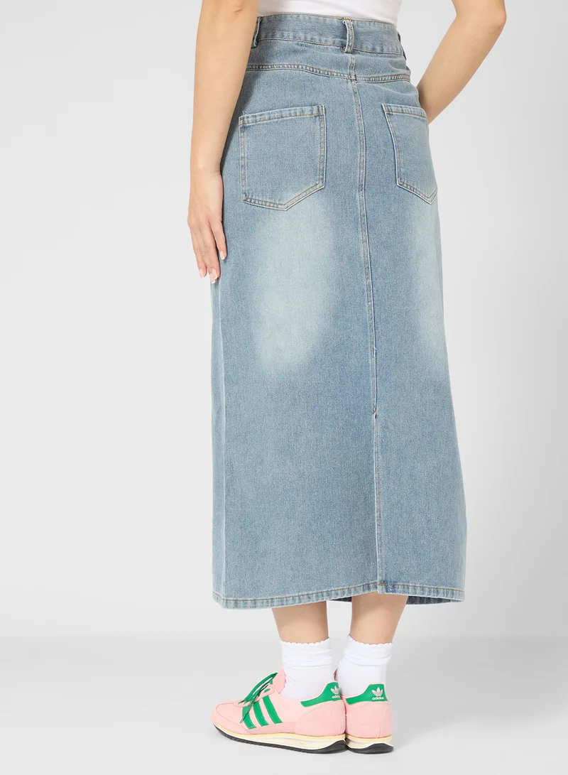 جينجر Denim Midi Skirt