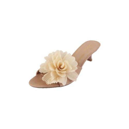 Mochi Women Beige Kitten Heel Fashion Sandal UK/4 EU/37 (40-241) - Image 1