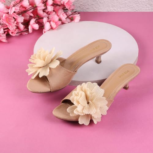 Mochi Women Beige Kitten Heel Fashion Sandal UK/4 EU/37 (40-241) - Image 2