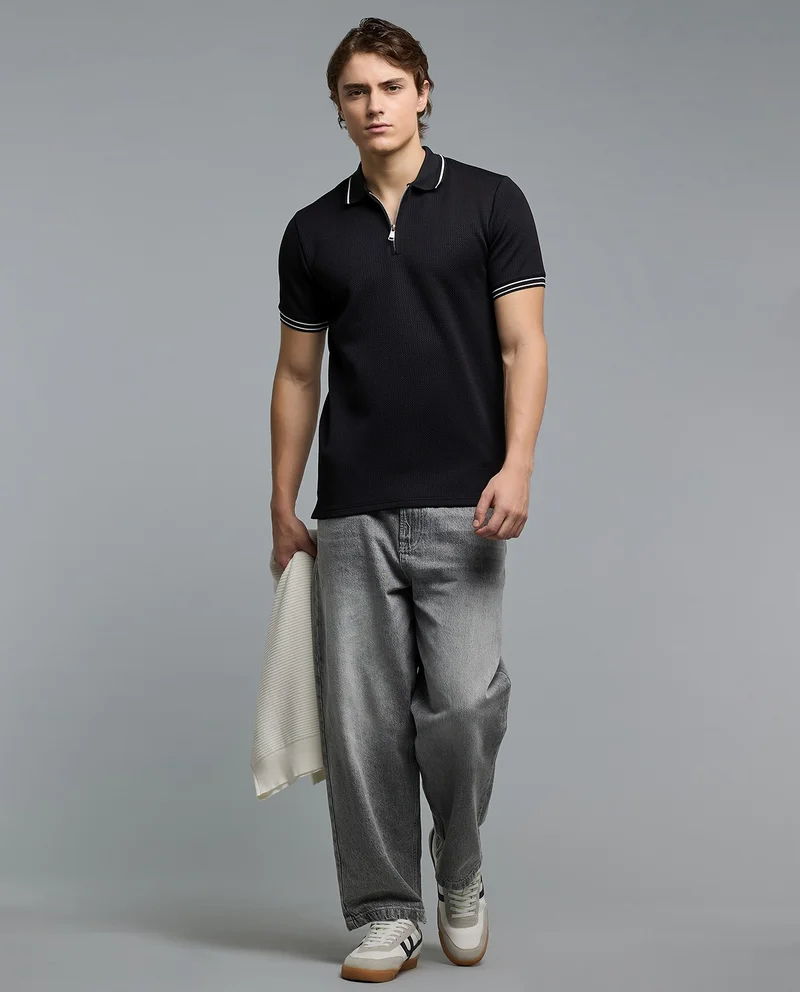R&B Solid Polo T-Shirt with Short Sleeves