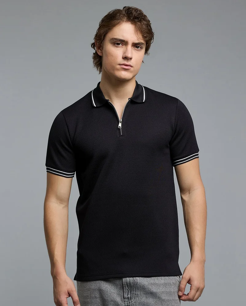 R&B Solid Polo T-Shirt with Short Sleeves