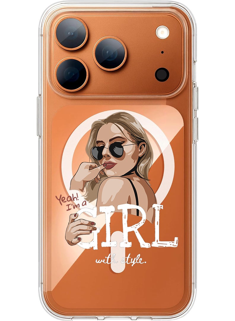 Theodor Magnetic Case for Apple iPhone 17 Pro Max Compatible with MagSafe Wireless Charging, Shockproof Phone Bumper Cover - Girl with Style - Image 1