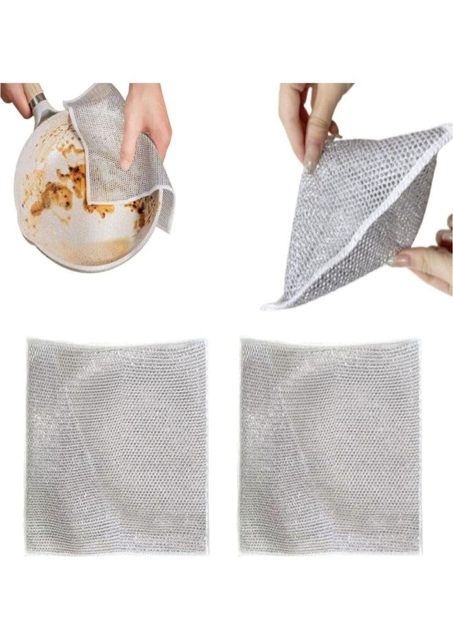REWOF Double Layer Non-Scratch Scrubber - Multipurpose Wire Dishcloths for Utensils, Pots & Pans | Durable Stainless Steel Metal Scrub Pads for Kitchen Dish Washing & Cleaning (Pack of 5) - Image 2