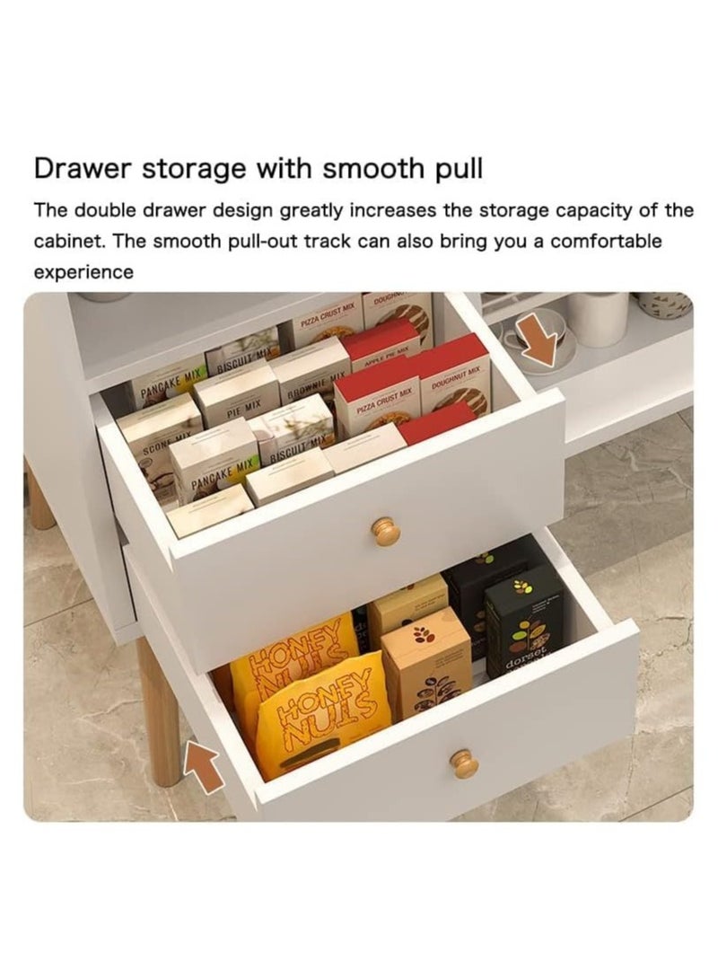 إيه جي دي خزانة ركن القهوة، خزانة تخزين جانبية حديثة بوفيه عصري مع أدراج تخزين، كونسول لغرفة المعيشة او المكتب بلون ابيض - Image 5