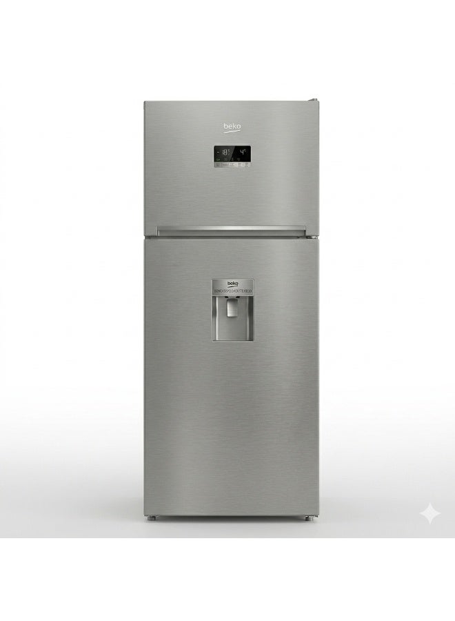 بيكو Refrigerator 406L - NeoFrost Dual Cooling - HarvestFresh - Inverter Motor - Water Dispenser - Digital Display - Fast Freeze - Vacation Mode - Top Freezer - Silver - RDNE455M20XBIDTEWEG RDNE455M20XBIDTEWEG Silver - Image 1