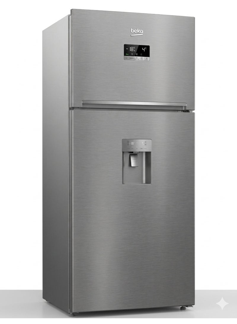 بيكو Refrigerator 406L - NeoFrost Dual Cooling - HarvestFresh - Inverter Motor - Water Dispenser - Digital Display - Fast Freeze - Vacation Mode - Top Freezer - Silver - RDNE455M20XBIDTEWEG RDNE455M20XBIDTEWEG Silver - Image 2