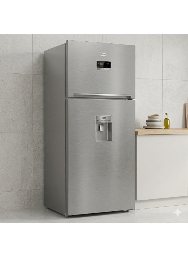 بيكو Refrigerator 406L - NeoFrost Dual Cooling - HarvestFresh - Inverter Motor - Water Dispenser - Digital Display - Fast Freeze - Vacation Mode - Top Freezer - Silver - RDNE455M20XBIDTEWEG RDNE455M20XBIDTEWEG Silver - Image 4