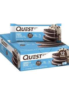 QUEST NUTRITION Protein Bar, High Protein, Low Carb, Gluten Free, Soy Free, Keto Friendly, 12 Count (Cookies And Cream)  - Image 1