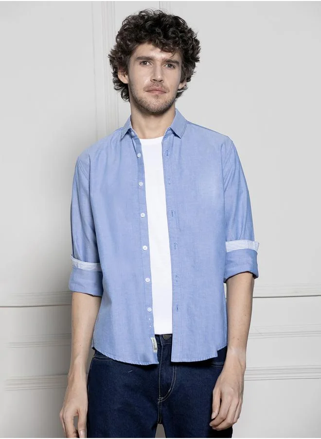 Dennis Lingo Solid Slim Collar Casual Shirt by Styli