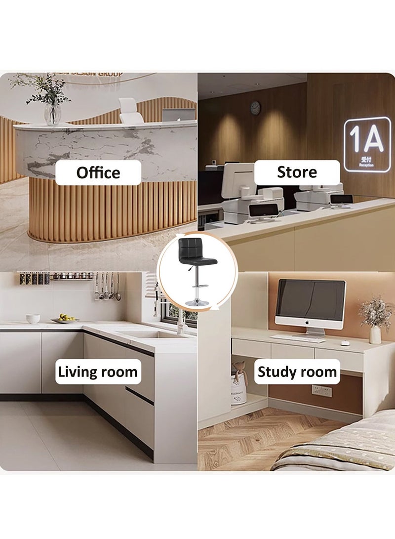 YY-Recheer Swivel Bar Stool Height Adjustable Counter Stool, PU Leather Bar Chair with Backrest and Footrest for Store, Office, Home Kitchen Dining Room - Image 3