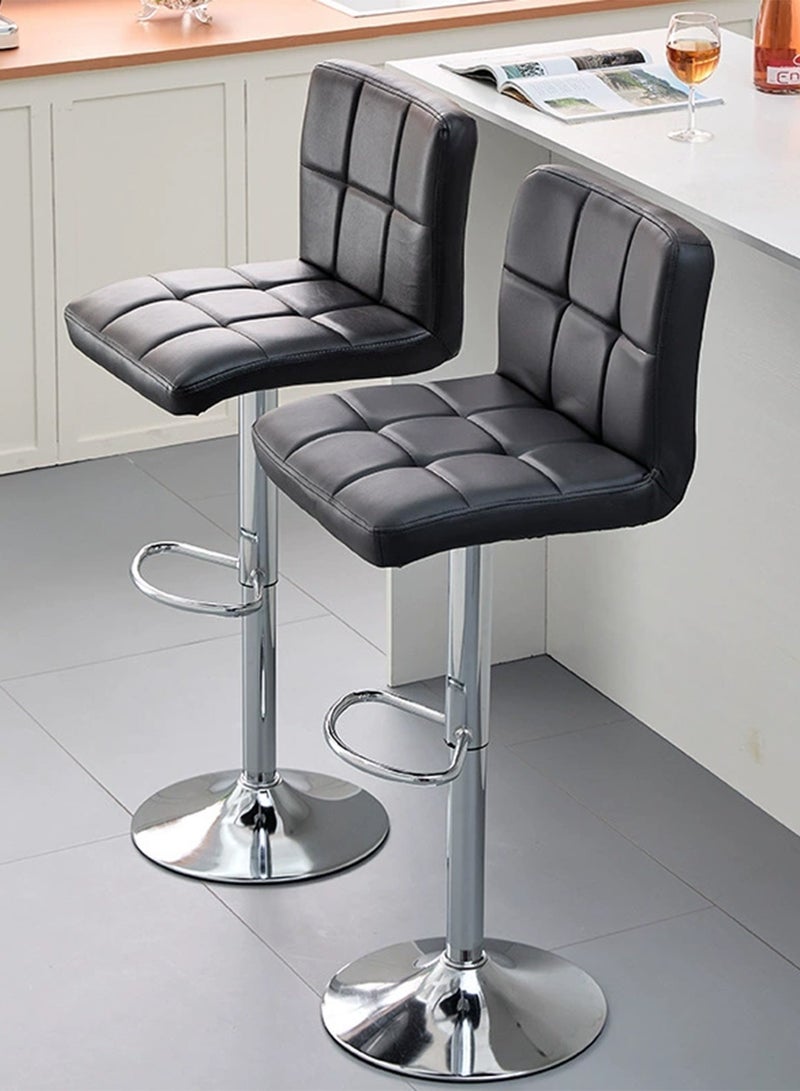 YY-Recheer Swivel Bar Stool Height Adjustable Counter Stool, PU Leather Bar Chair with Backrest and Footrest for Store, Office, Home Kitchen Dining Room - Image 1