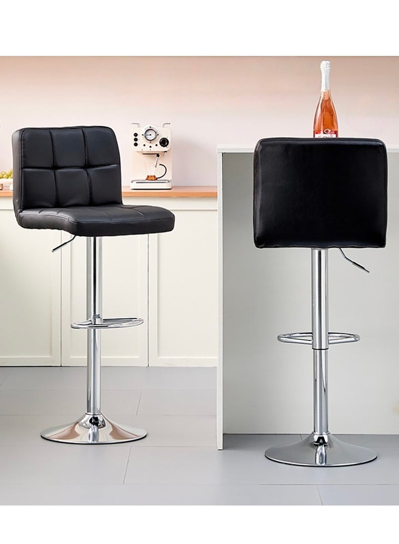 YY-Recheer Swivel Bar Stool Height Adjustable Counter Stool, PU Leather Bar Chair with Backrest and Footrest for Store, Office, Home Kitchen Dining Room - Image 2