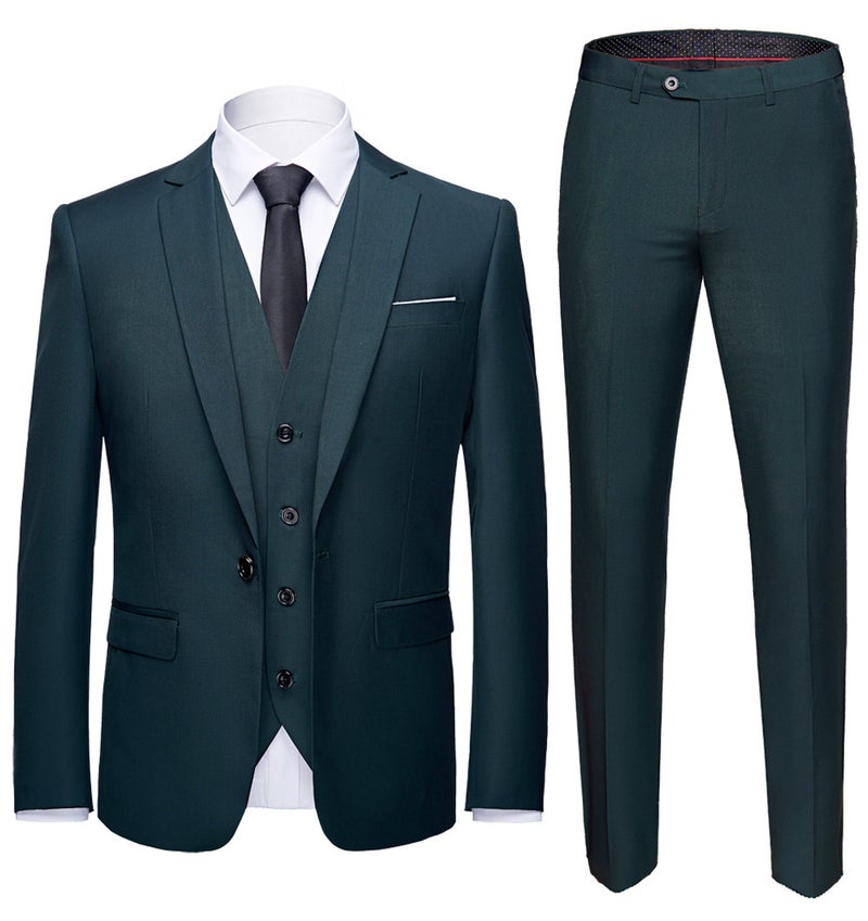 New Solid Color Suit Set Men'S Business Casual Wedding Groom Large Size Suit Set - Image 1