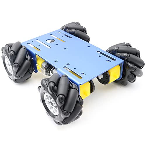 SmaringWing 4WD Metal Smart Car Chassis MC100 Remote Control Omnidirectional Wheel Robot Platform Car Kit with 60mm Mecanum Wheel DC TT Motor for ArduinoRaspberry piMicobit DIY Maker Learning Blue - Image 1