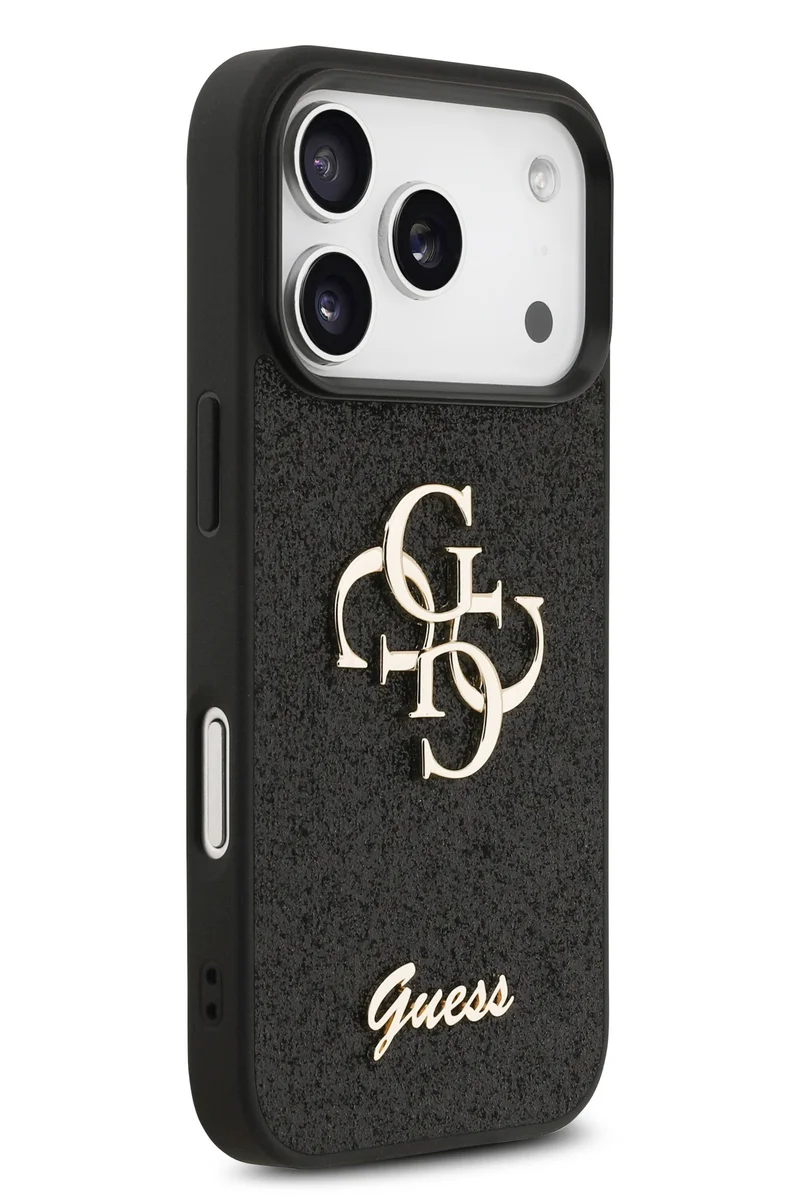 GUESS iPhone 17 Pro Max PU Glitter Case With Big 4G Metal Logo / Ultra Slim / lightweight design / Easy Installation - Black