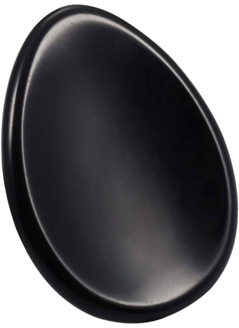 SUNYIK SUNYIK Handcarved Thumb Worry Stone, Polished Palm Pocket Stones Healing Crystals, Teardrop Black Obsidian 
