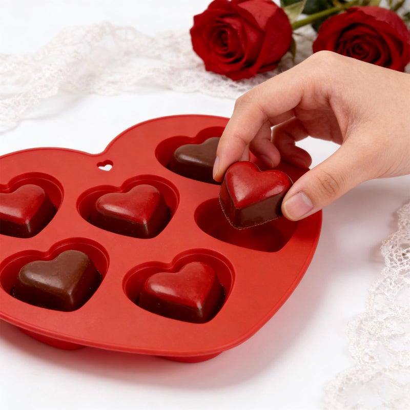yeabwps 2Pcs Heart Silicone Muffin Pan Molds for Baking 6 CupNon Stick Heart Shaped Candy Cupcake Molds for Cake Chocolate Soap Making Valentine's Day Gift - Image 5