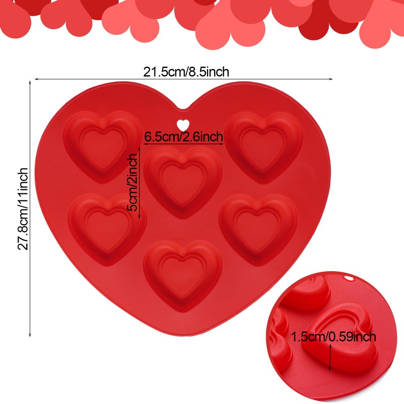 yeabwps 2Pcs Heart Silicone Muffin Pan Molds for Baking 6 CupNon Stick Heart Shaped Candy Cupcake Molds for Cake Chocolate Soap Making Valentine's Day Gift - Image 2