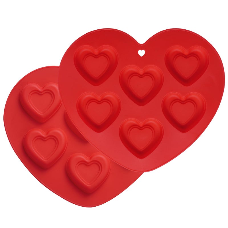 yeabwps 2Pcs Heart Silicone Muffin Pan Molds for Baking 6 CupNon Stick Heart Shaped Candy Cupcake Molds for Cake Chocolate Soap Making Valentine's Day Gift - Image 1