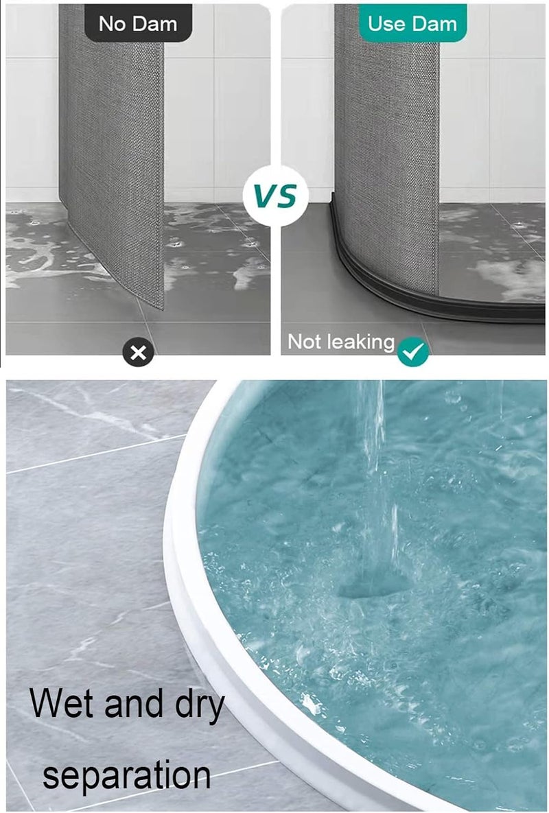 Ynotus 3" High Collapsible Shower Threshold Water Dam 59in Shower Water Splash Guard Shower Barrier Water Stopper To Keep Water In Shower Dry And Wet Bathroom - Image 3