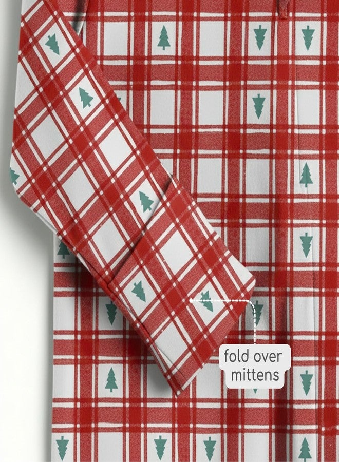 Cocoon Care Bamboo Cotton Knitted Redchecks Christmas Printed Onesies Sleepsuit for New Born Baby|Trendy Footed Rompers Bodysuit|Sleeping Wear Jumpsuits for Babies|One-Piece Sleepwear|3-6 Month - Image 4